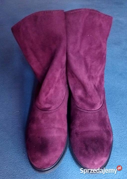 Zamszowe botki damskie na płaskim obcasie Opole sprzedam