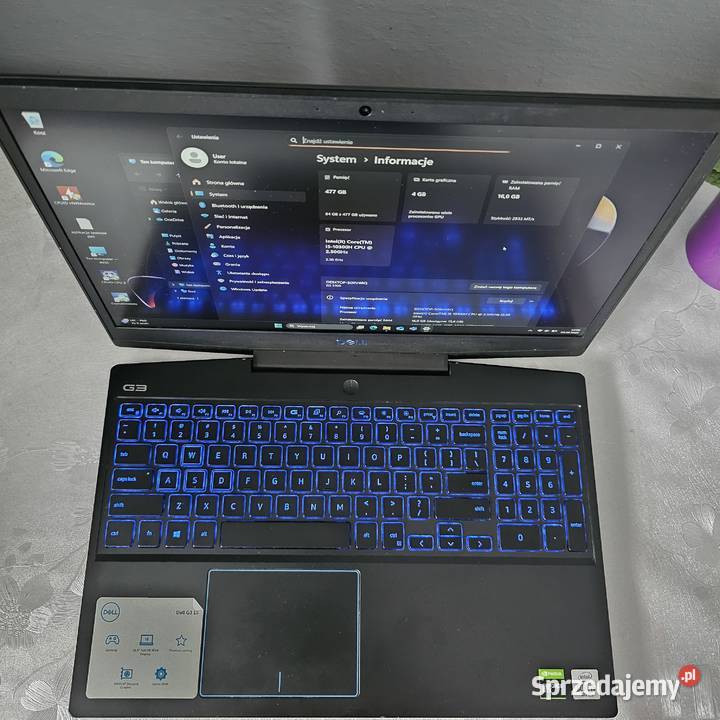 Laptop Dell Intel i5 10300H 120Hz 1650TI 16GB Liczba rdzeni procesora 4 podkarpackie Jasło