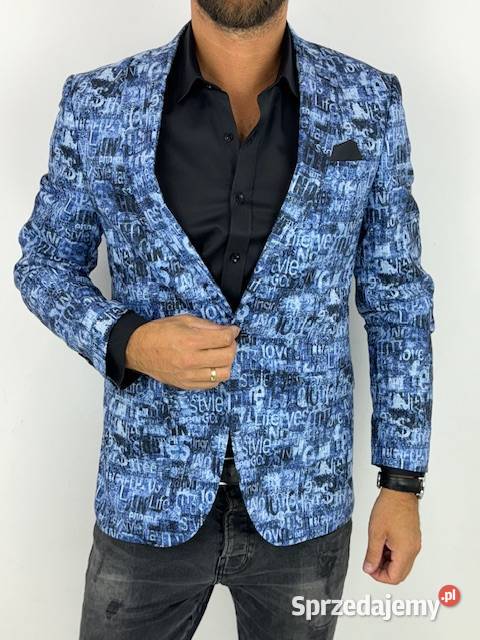 GIOVANNI PERA Marynarka męska D628 niebieska w