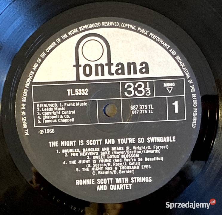 Ronnie Scott The Night Is Scott And Youre So