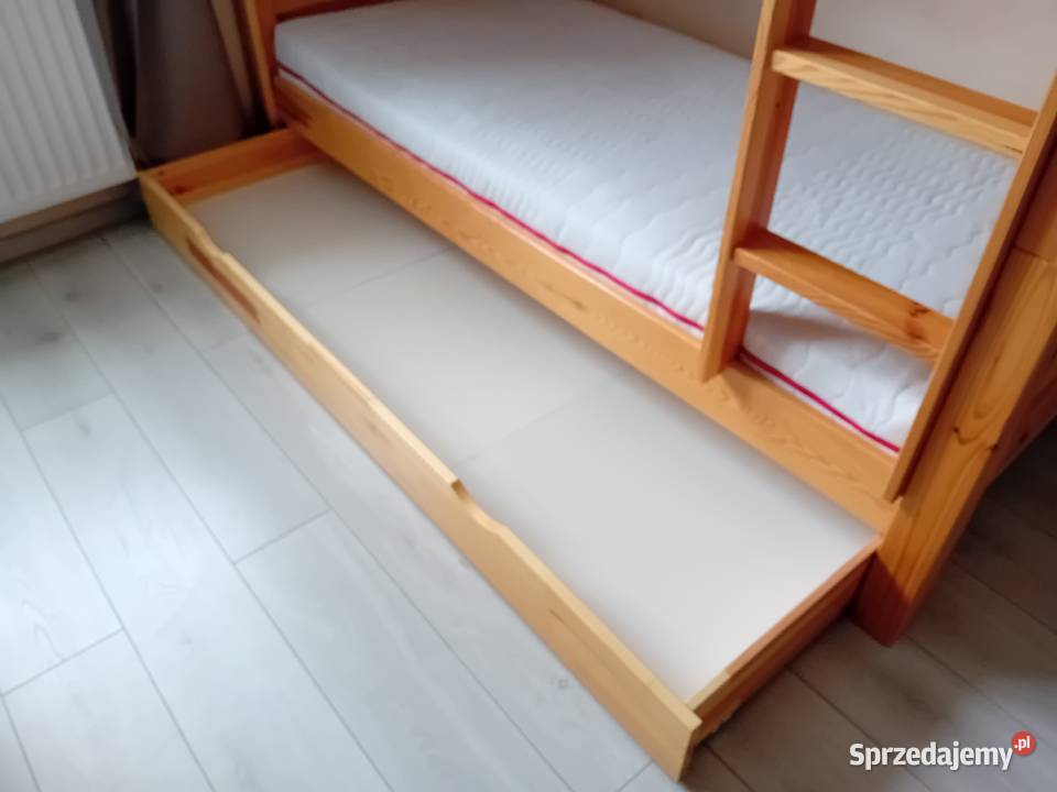 Łóżko piętrowe z litego drewna 2 materace 100cm Szubin