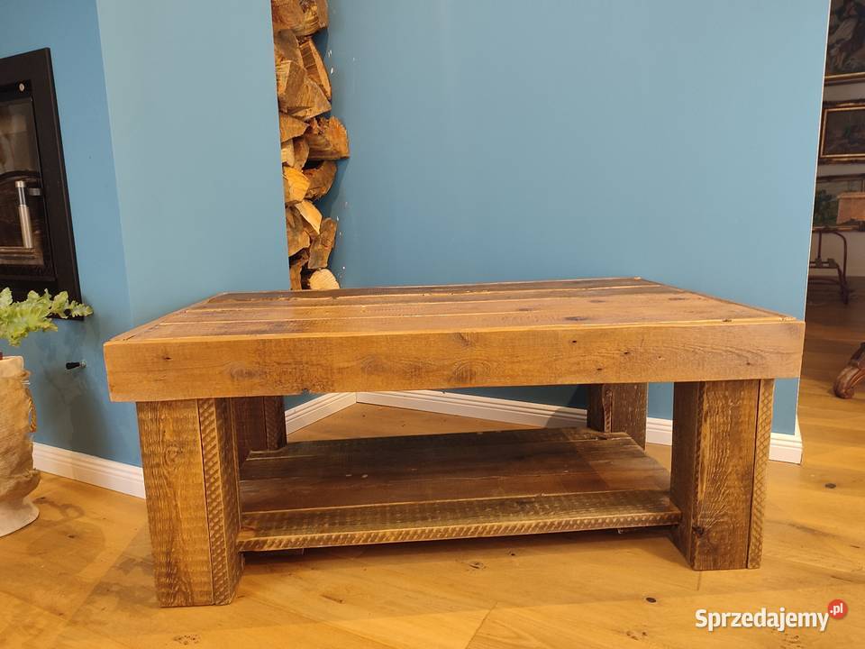 Piękny unikatowy stolik kawowy z odzyskanego drewna