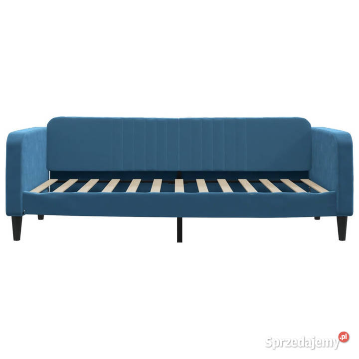 Sofa z funkcją spania niebieska obita aksamitem 110cm mazowieckie Warszawa