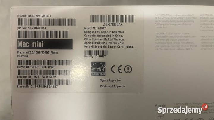 Apple Mac Mini i5 2616GB ramssd 256GB klawiatura pomorskie