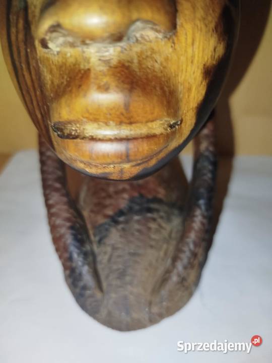 Rzeźba figura drewniana popiersie głowa kobiety Barnimie