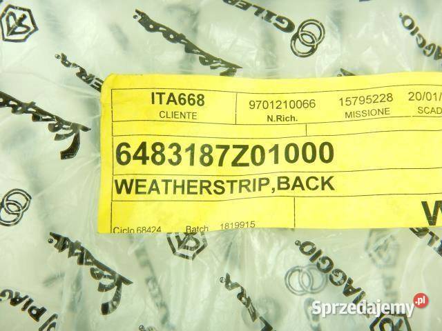 USZCZELKA SZYBY TYŁ PIAGGIO QUARGO 0712 ORYGINAŁ lubelskie