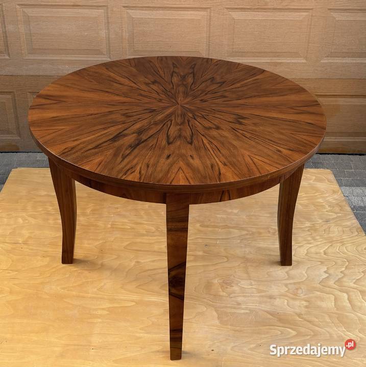 Stół Okrągły Orzech 118 ARTDECO Rozkładany Antyk Warszawa