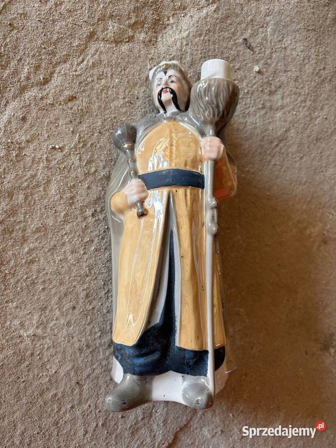 PRL Flakon wazon kolorowe szkło fajns porcelana
