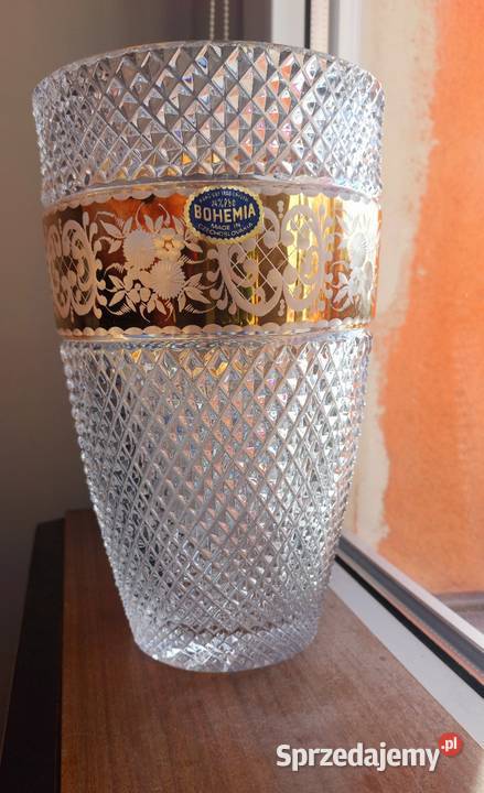 Piękny wazon kryształowy Bohemia