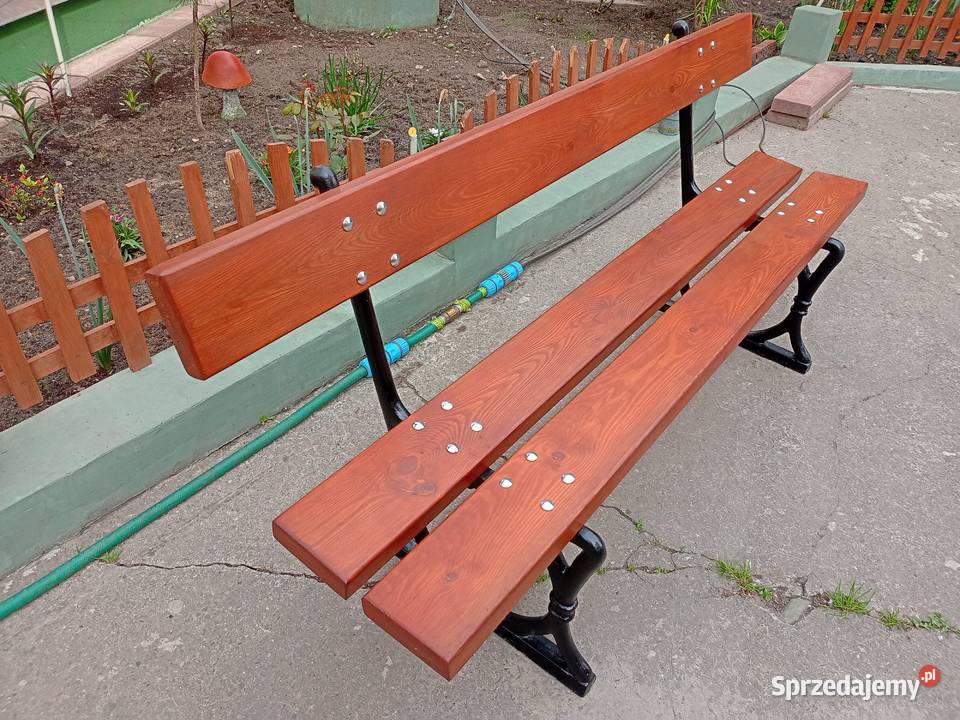 Ławka ogrodowa parkowa nao odlewach żeliwnych