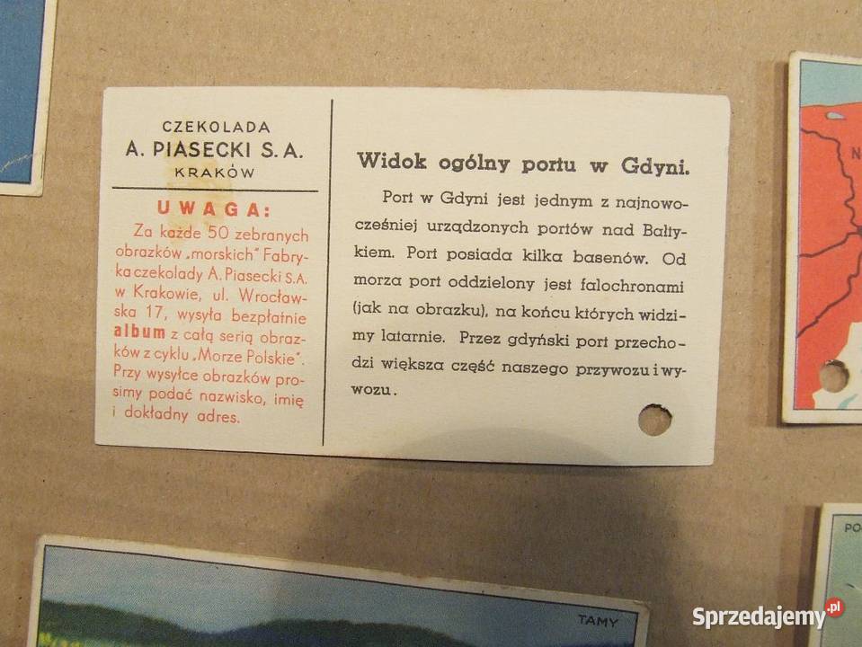 Czekolada APiasecki karteczki przedwojenne Morze