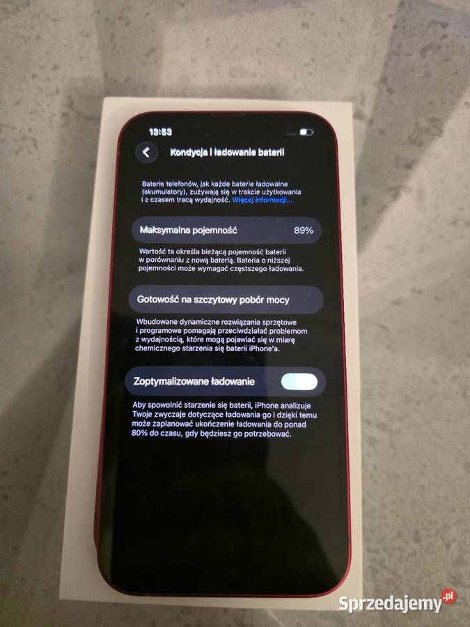 IPhone 13 128Gb Red kondycja 89 stan Perfekcyjny Nysa