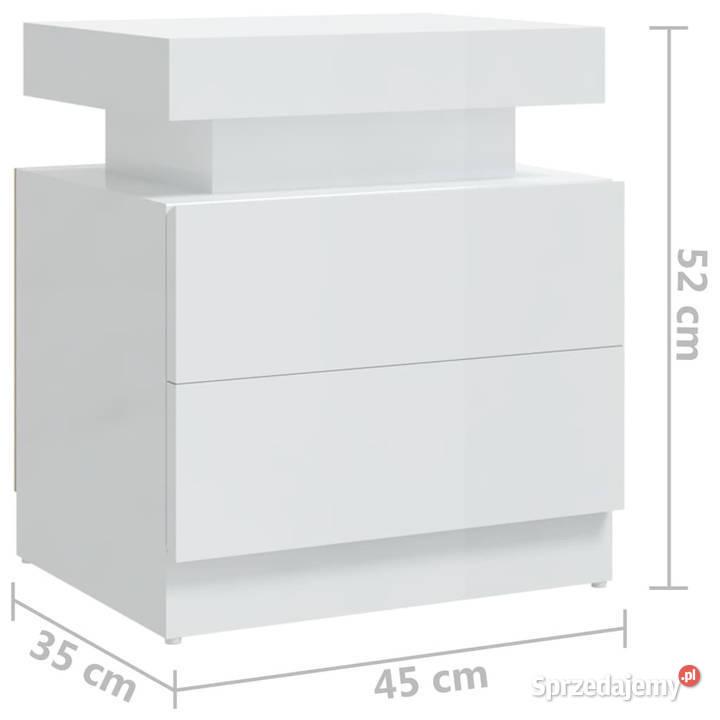 Szafka nocna biała wysoki połysk 45x35x52