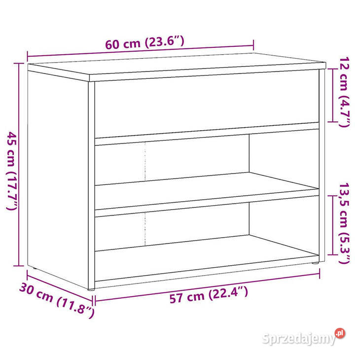 Ławka ze schowkiem na buty dąb artisan 60x30x45 Warszawa