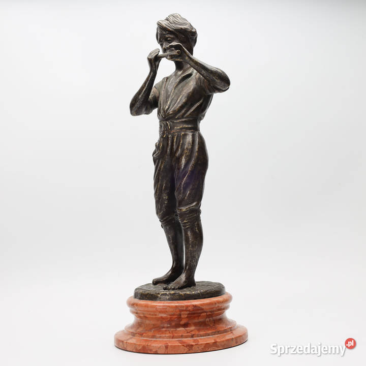 Artexpert Figura z brązu grajek chłopiec grający Antyki Antyki, Sztuka, Kolekcje Szczecin