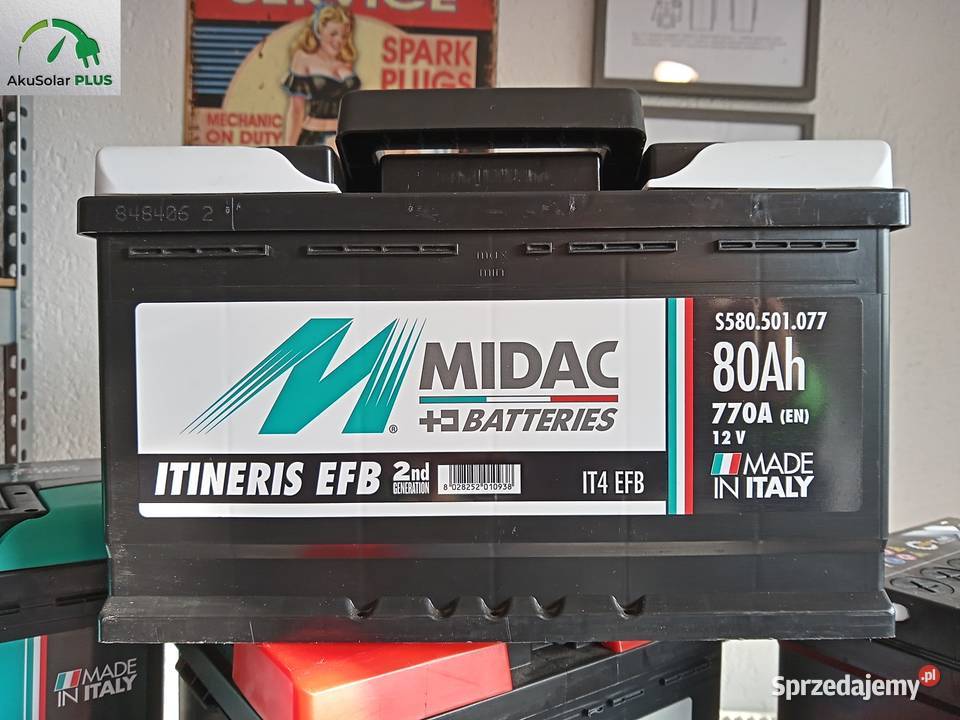 Akumulator EFB MIDAC 80Ah 770A P Częstochowa