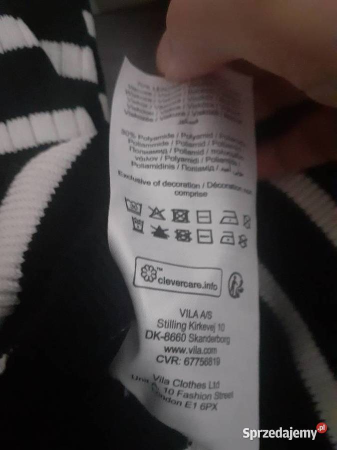 sweter biało czarny z falbanką L Paski Gdańsk