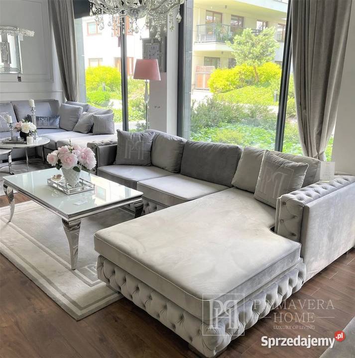 Sofa glamour narożna rozkladana z funkcja spania Warszawa