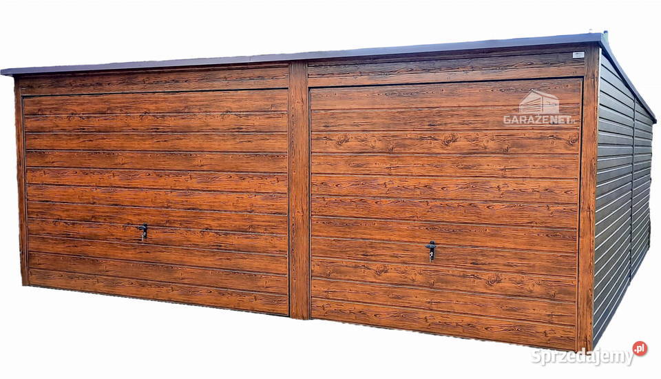 GARAŻ BLASZANY 6m x 6m SPAD TYŁ 2X BRAMA UCHYLNA