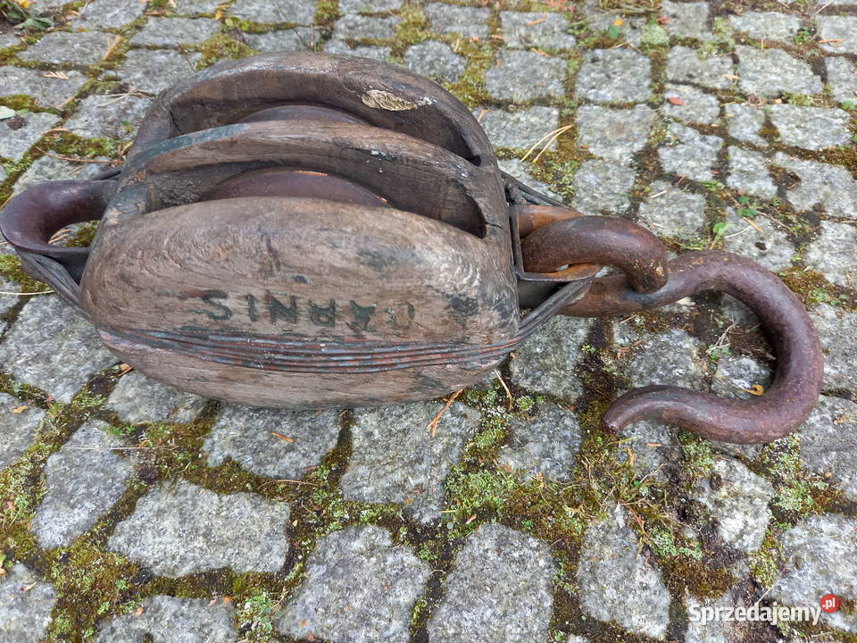Marynistyka żeglarstwo stary drewniany bloczek Warszawa
