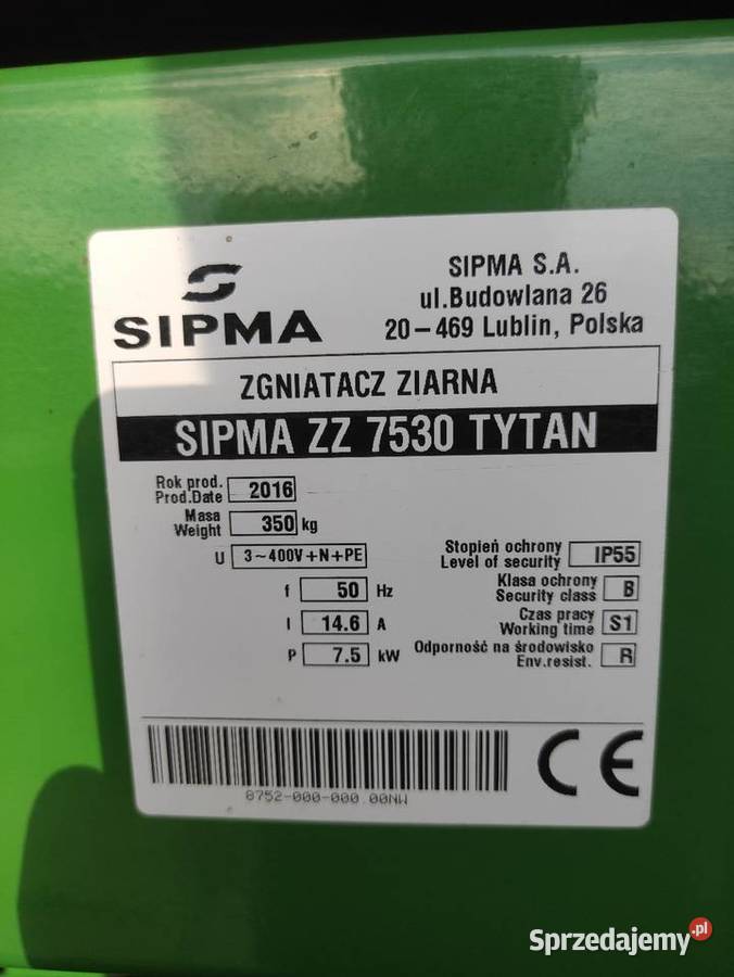 Zgniatacz Ziarna Gniotownik do zboża SIPMA ZZ