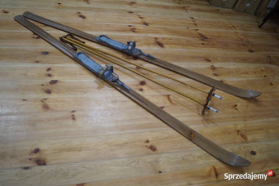 Stare narty jesionowe 200 z kijkami