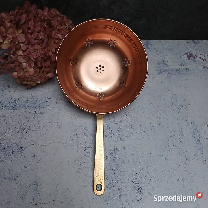 Miedziane sitko durszlak z mosiężną rączką śred mazowieckie Warszawa