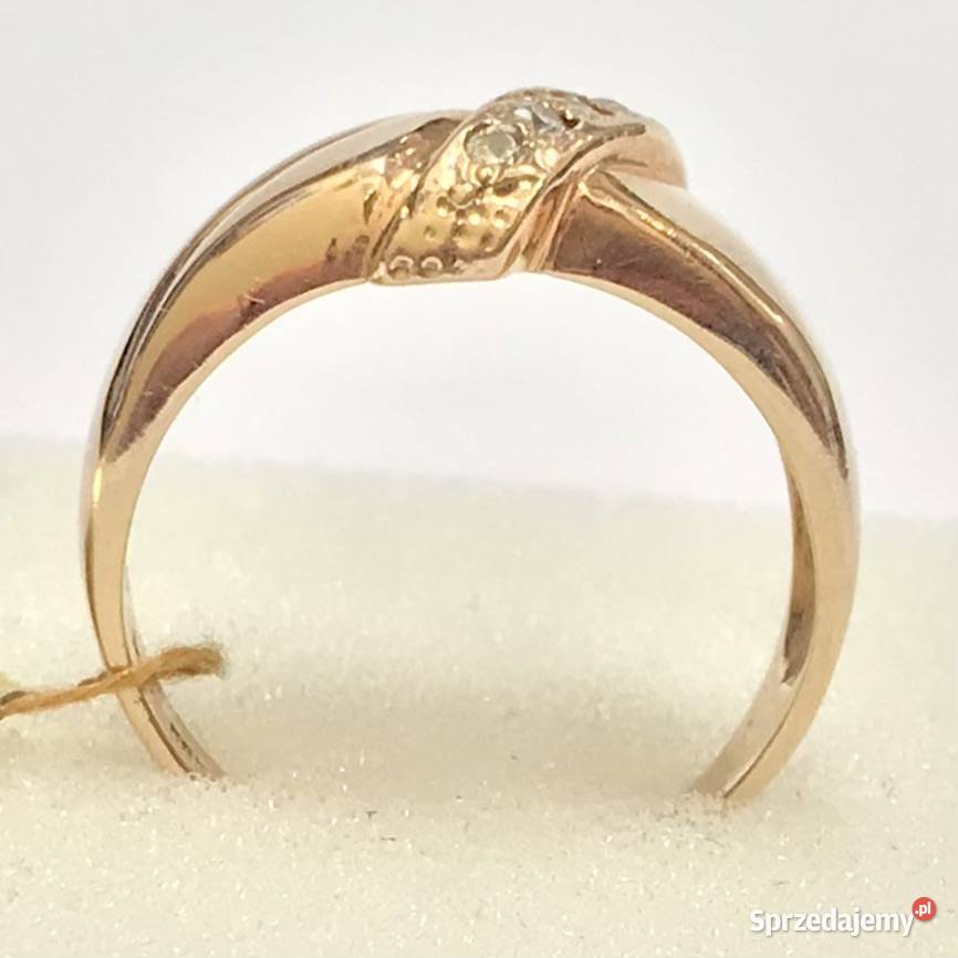 Złoty PIERŚCIONEK 585 14K żółte ZŁOTO kamienie Warszawa