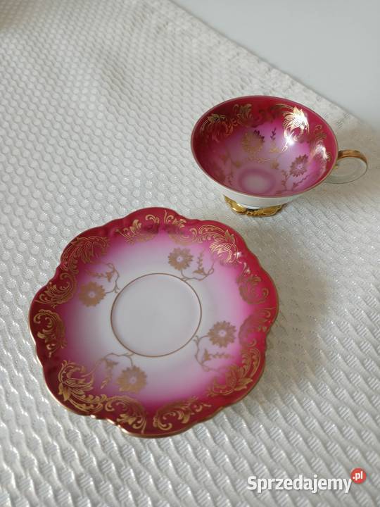 Filiżanka porcelanowa Bavaria kolekcjonerska czerwony Filiżanki i spodki wielkopolskie Poznań