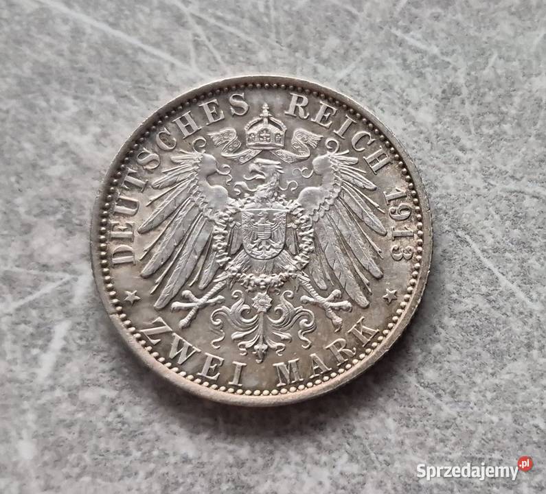 74 NIEMCY PRUSY srebro 2 Marki 1913 r A łódzkie Wola Kruszyńska