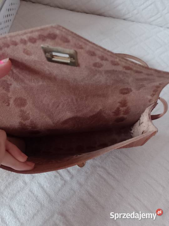 Real Leather Brązowa skórzana torebka z Madrytu Dla kobiet Kraków sprzedam