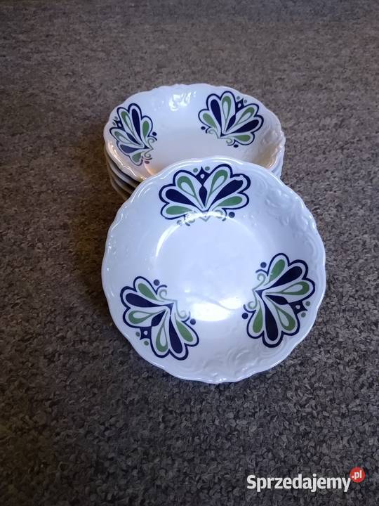 Salaterki porcelanowe komplet 6 wielokolorowy dolnośląskie Bolków