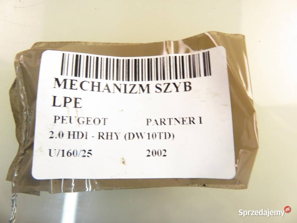 PODNOŚNIK SZYBY LEWY PRZEDNI PEUGEOT PARTNER I osobowe małopolskie