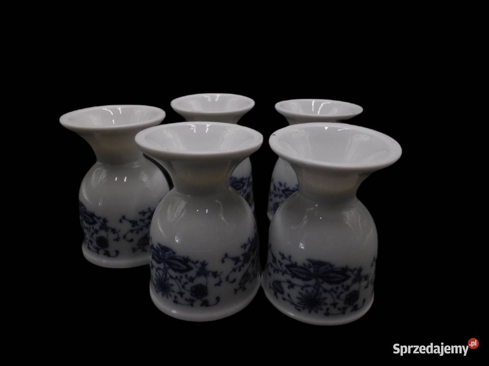Kieliszki do jajek wzór cebulowy porcelanowe 5 wielkopolskie Raszków