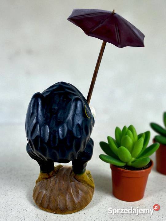 Vintage drewniana rzeźba żaba z parasolem 1828 mazowieckie Bronisze