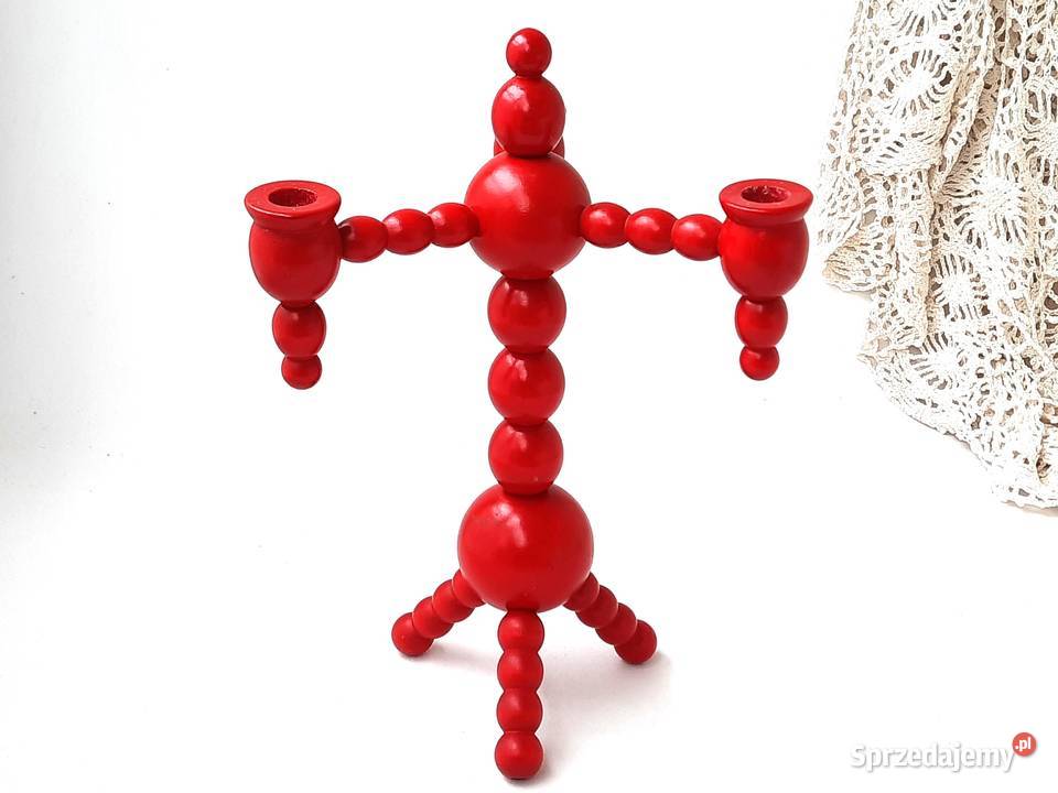 Stary drewniany świecznik Świecznik Świąteczny Łódź