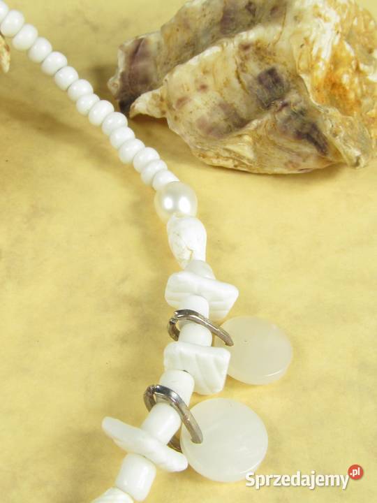 Naszyjnik bransoletka kolczyki zestaw biały róż