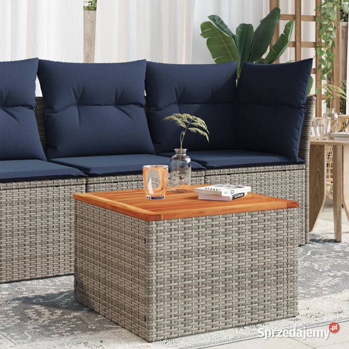 Stół ogrodowy szary 55x55x37 rattan PE i drewno Warszawa