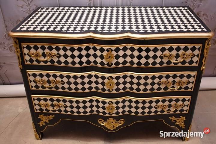 Królewska Biało Czarna Komoda Vintage Szafa małopolskie Kraków