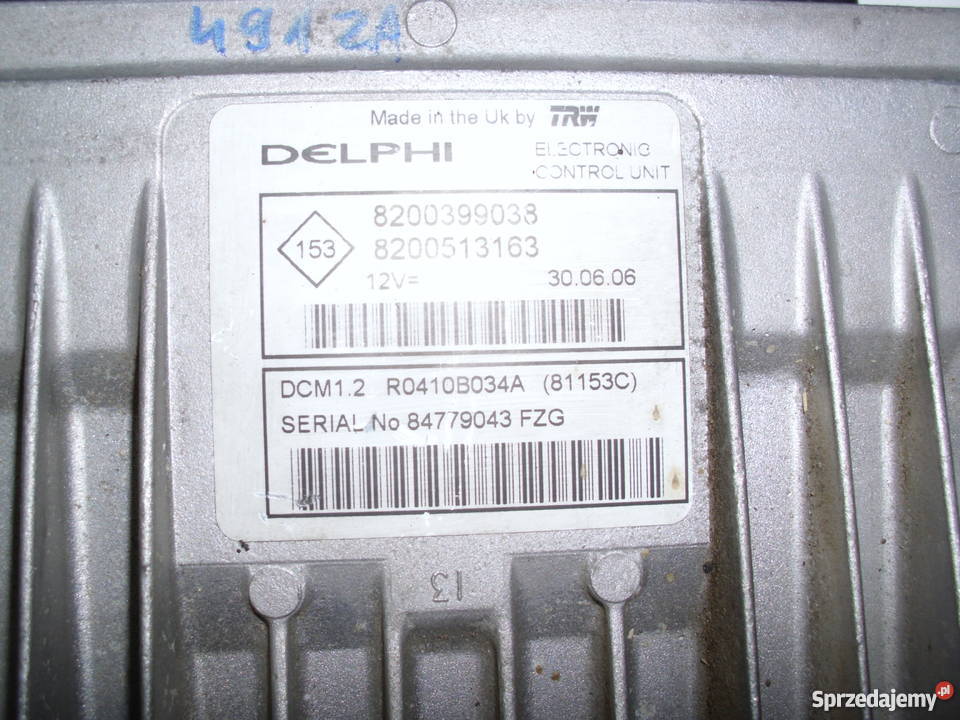 Komputer silnika RENAULT 15DCI 8200399038 IMMO osobowe Lubin