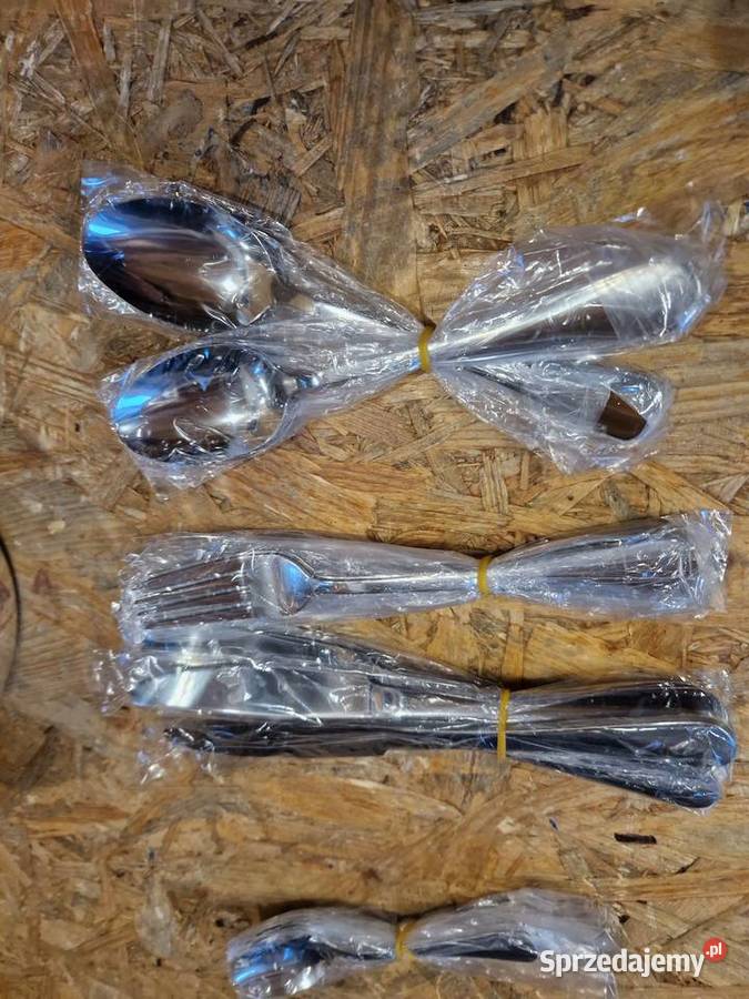 Komplet sztućców stal nierdzewna połysk złote Głogowa sprzedam