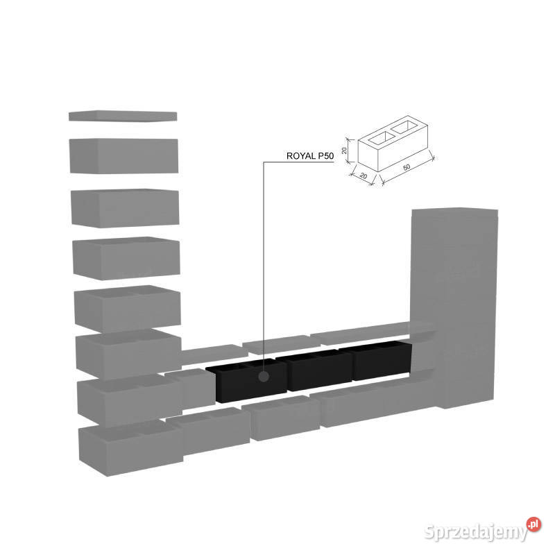 Bloczki gładkie na ogrodzenie KOSTBET ROYAL P50 Straszyn