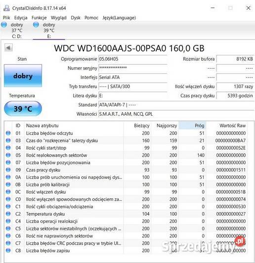 DYSK WD1600AAJS 160GB SATA Tarnobrzeg