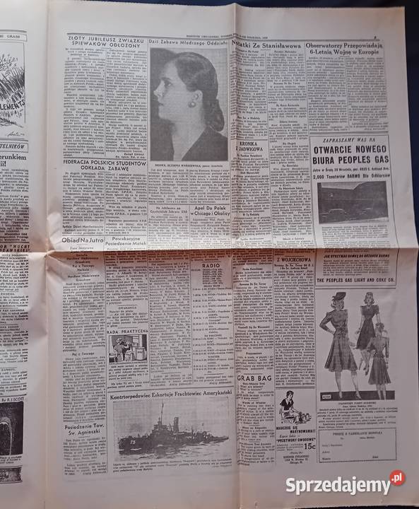 Dziennik Chicagoski 221 wtorek 19 września 1939r Antykwariat