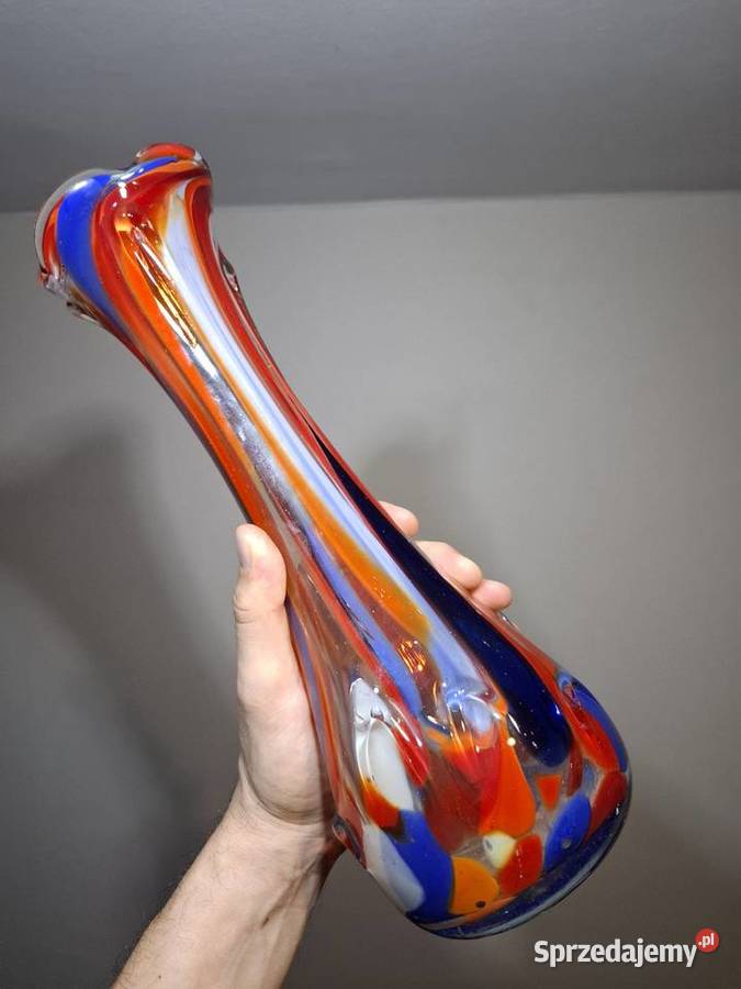 Szklany wazon flakon szkło barwione retro małopolskie Kraków