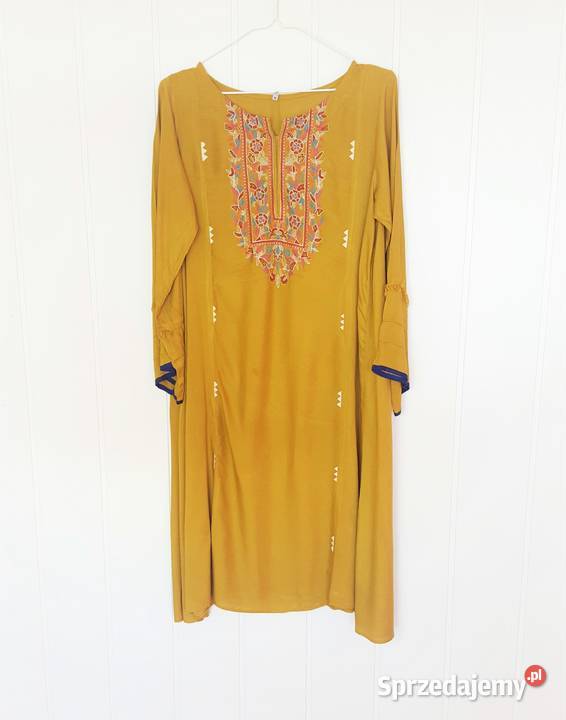 Nowa sukienka tunika indyjska M 38 L 40 oliwkowa długi zachodniopomorskie Szczecin sprzedam