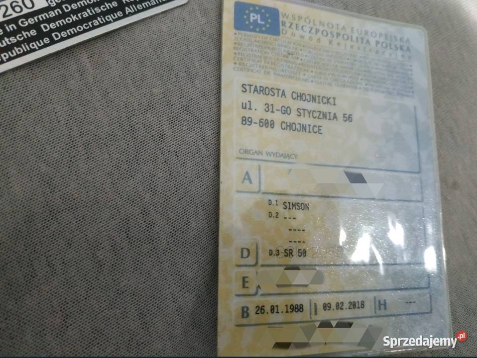 Dokumenty simson sr50 pomorskie Czersk