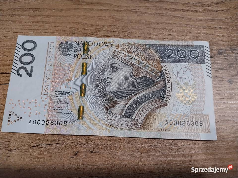 Kolekcjonerski banknot 200 seria A000 proszę o śląskie Tarnowskie Góry