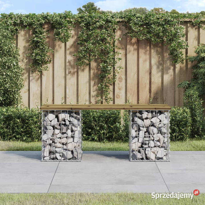 Ławka ogrodowa z gabionem 103x31x42 impregnowana Warszawa sprzedam