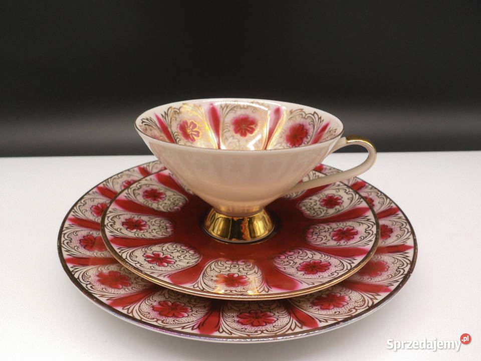 Eleganckie Trio Śniadaniowe Bawarska Porcelana Raszków